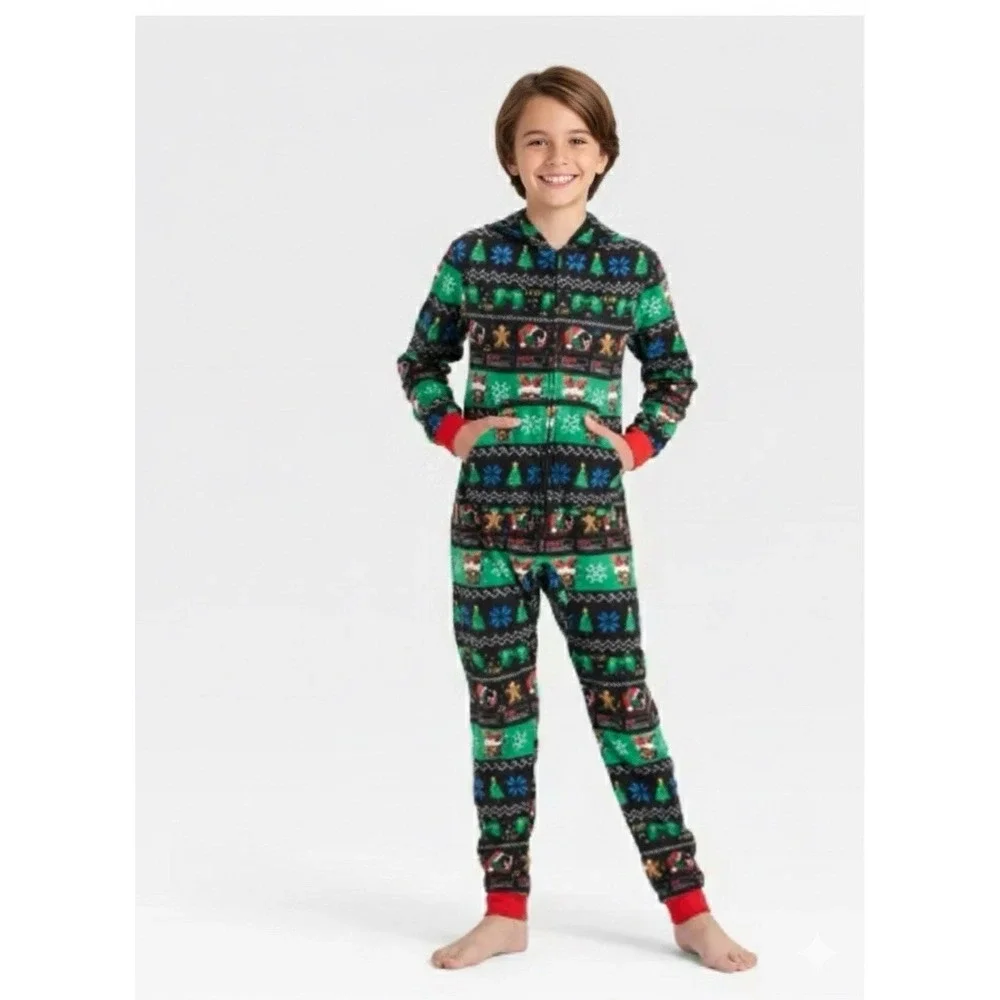 Boys' Christmas Gamer Fair Isle Union Suit-Cat & Jack Holiday Pajamas Size Xs4/5